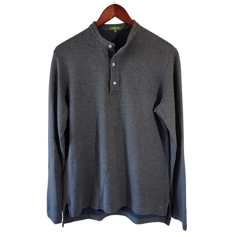 SID MASHBURN Heather Gray Cashmere Blend Henely Sweater Men's Sz M Quite Luxury